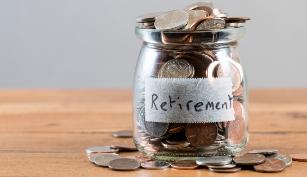 Retirement Annuity on label of clear jar